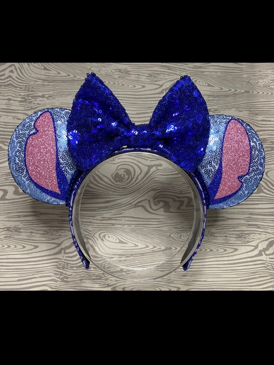 Disney Inspired Handmade STITCH Blue Sequins Ears - NWOT